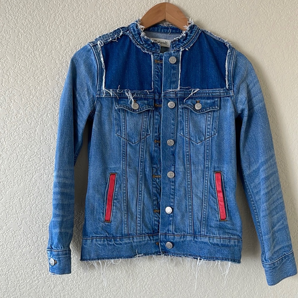 Madewell Patchwork Raw Hem Distressed Jean Jacket Size XS - Picture 1 of 10